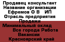 Продавец-консультант › Название организации ­ Ефремов О.В., ИП › Отрасль предприятия ­ Продажи › Минимальный оклад ­ 22 000 - Все города Работа » Вакансии   . Красноярский край,Железногорск г.